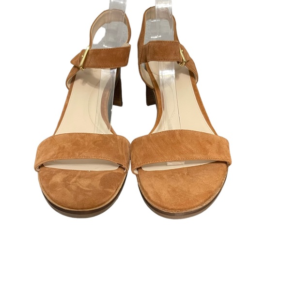 Cole Haan Anette Suede Block Heel Sandals Brown Open Toe Womens 10B - Picture 2 of 9